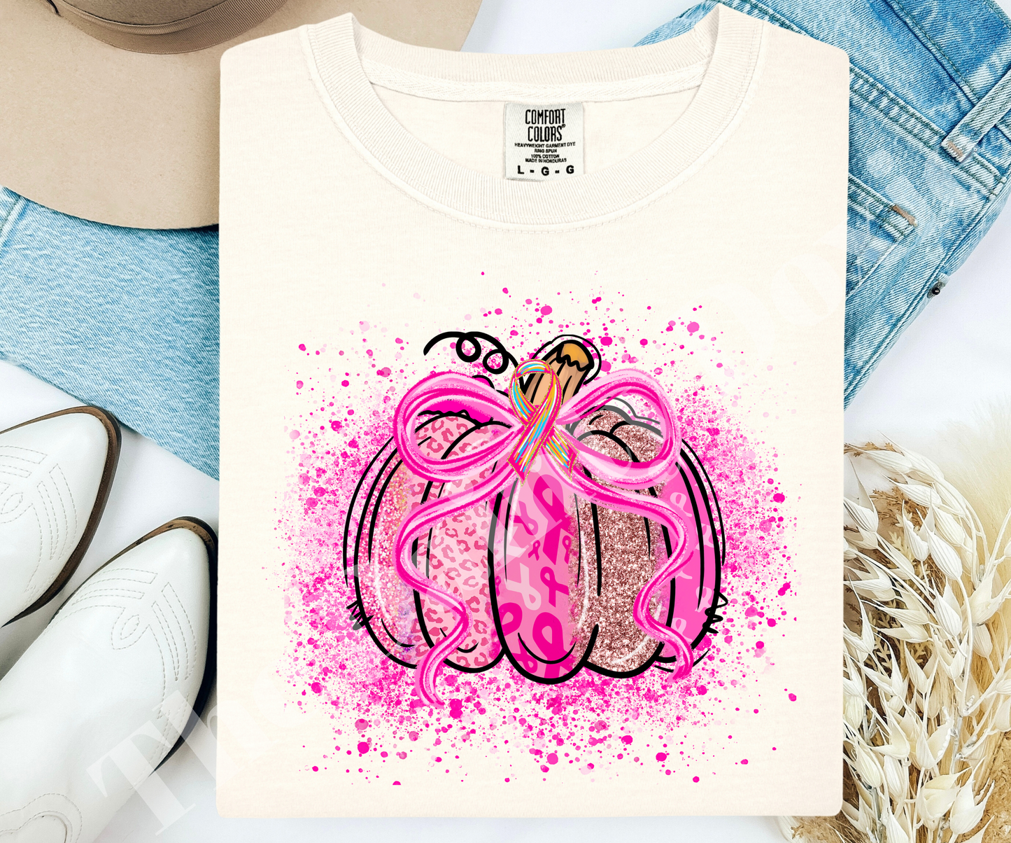 Breast Cancer Awareness Glitter Pumpkin