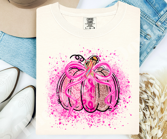 Breast Cancer Awareness Glitter Pumpkin